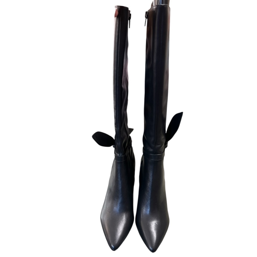 Jojo + Palenki NWOT Andcor black leather knee high bow detail heeled boots - Picture 3 of 11
